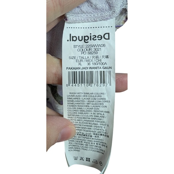 Desigual‎ Estrella Maxi Dress Tiered Patchwork Floral Boho Purple White XL - Picture 7 of 9